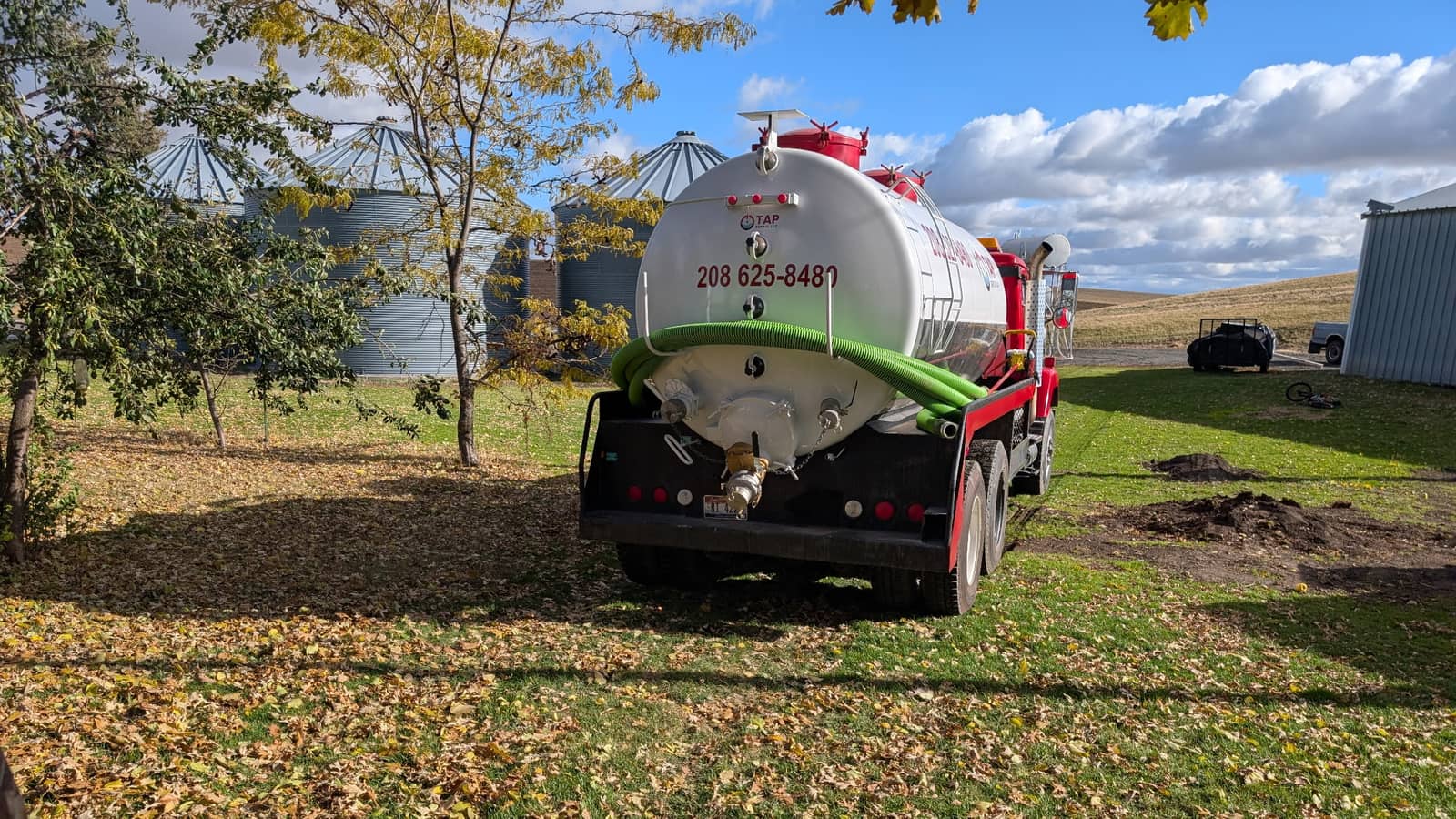TAP Septic pump truck on a rural North Idaho property near Athol